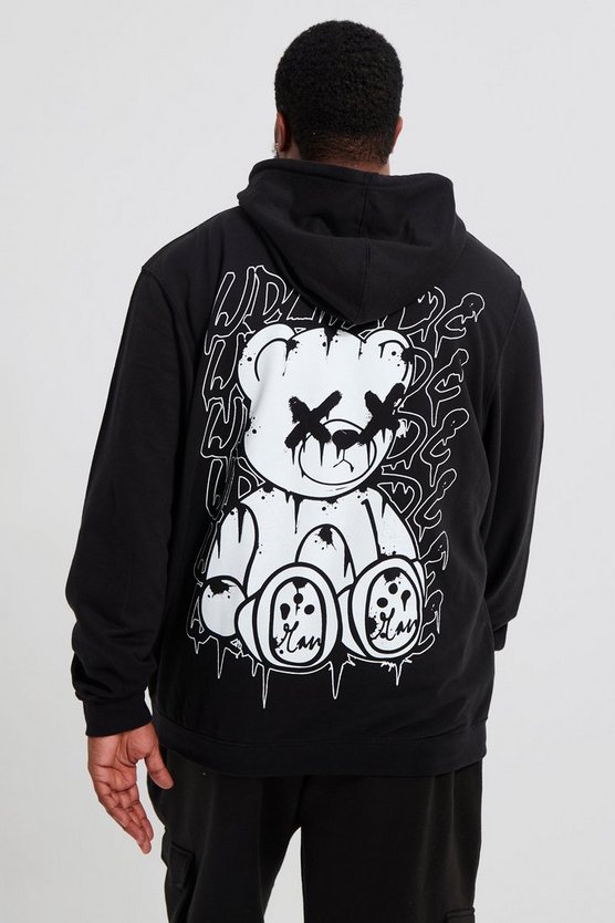 Plus Hoodie mit Teddy-Print