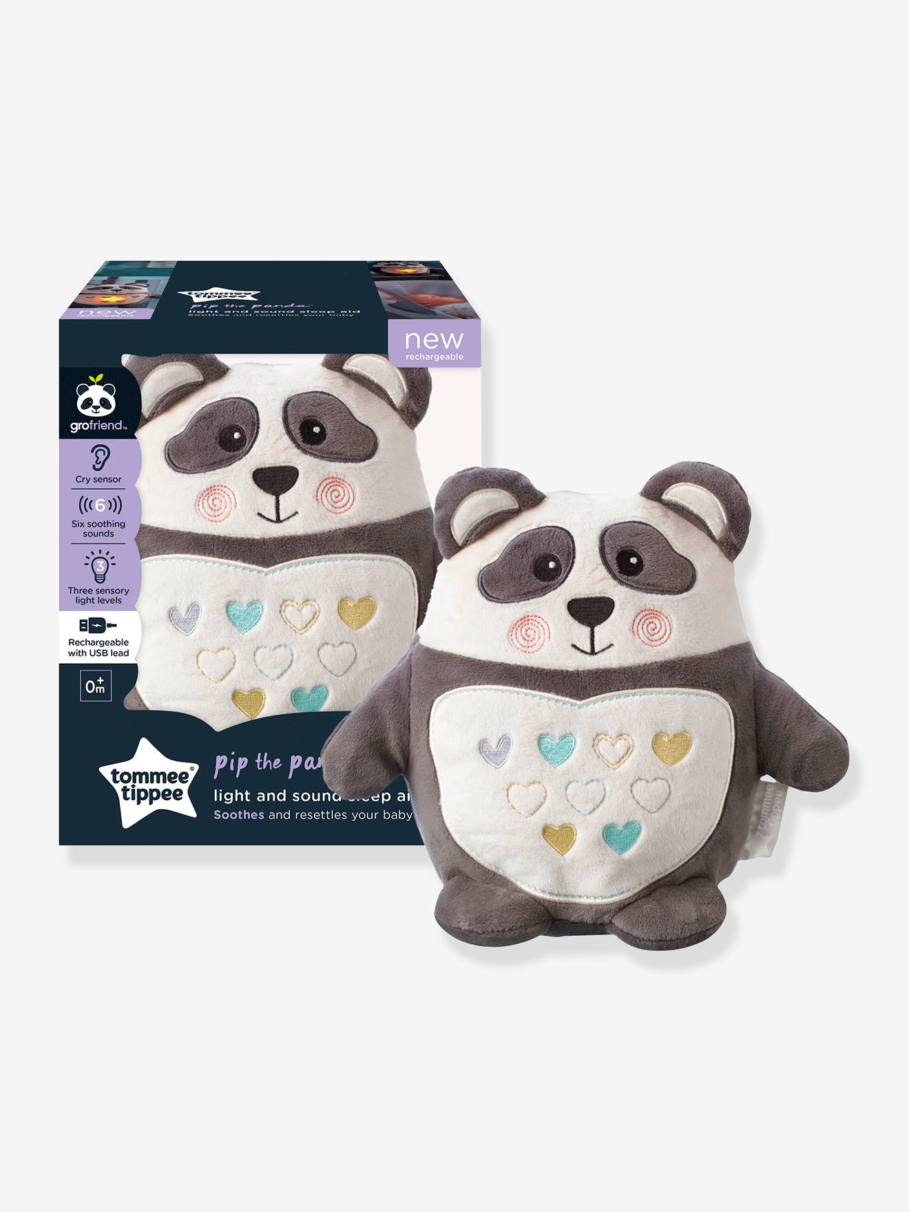 Peluche aide au sommeil rechargeable TOMMEE TIPPEE Pippo le panda gris anthracite/blanc