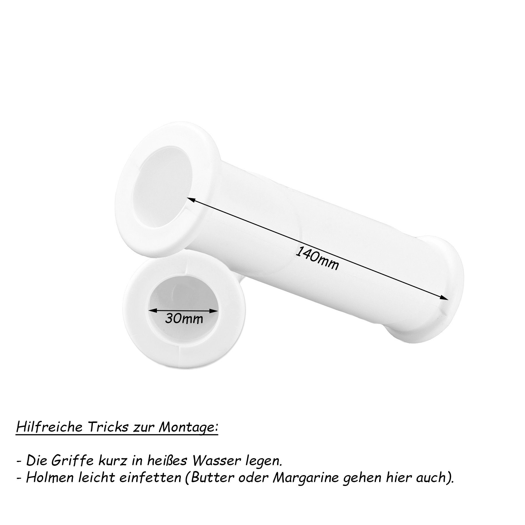 BigDean Schubkarre 2x Schubkarrengriffe 30mm Rundrohre HELLBLAU Ersatzgriffe Karrengriff