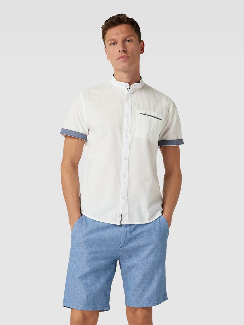 Freizeithemd mit Stehkragen Modell 'slubyarn' in offwhite