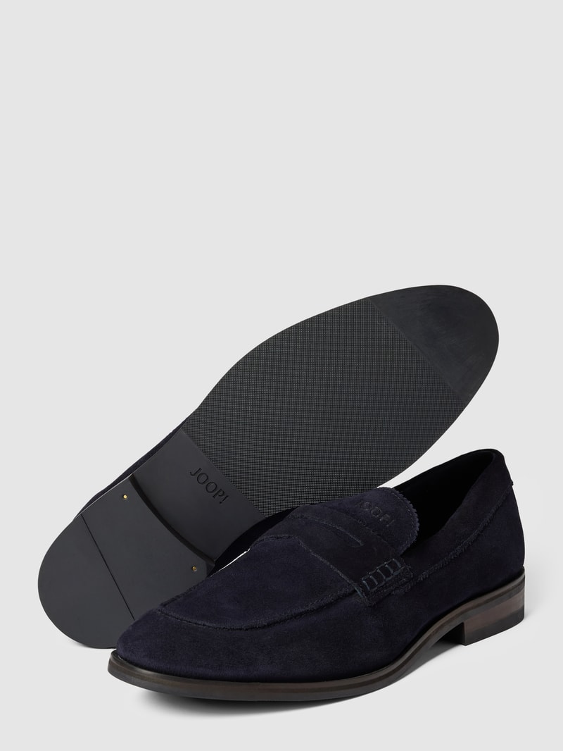 Penny-Loafer mit Label-Details in marineblau