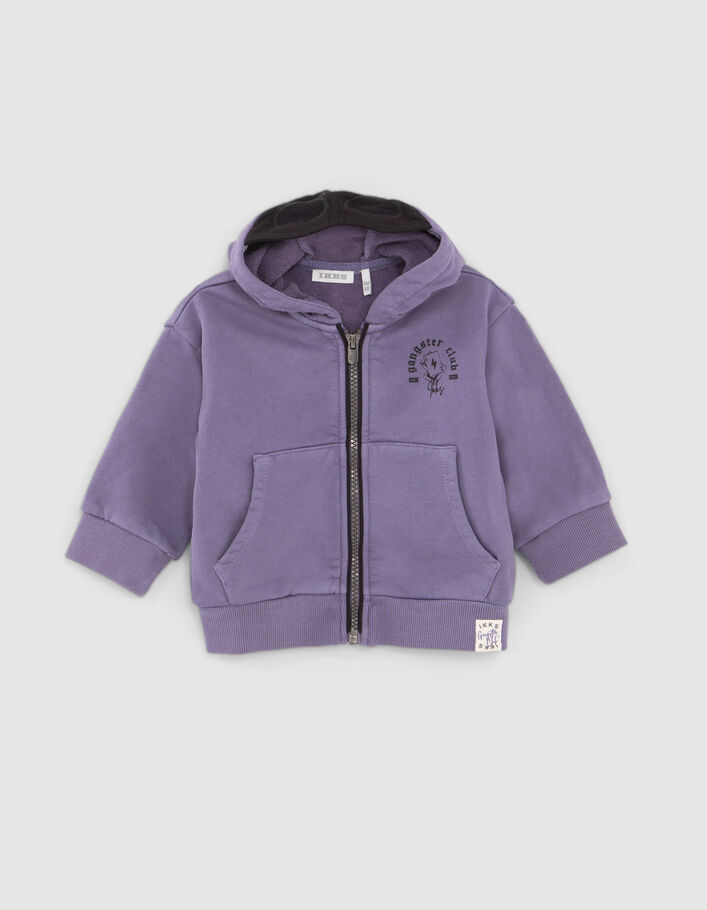 Cardigan violet print dos à capuche bébé garçon
