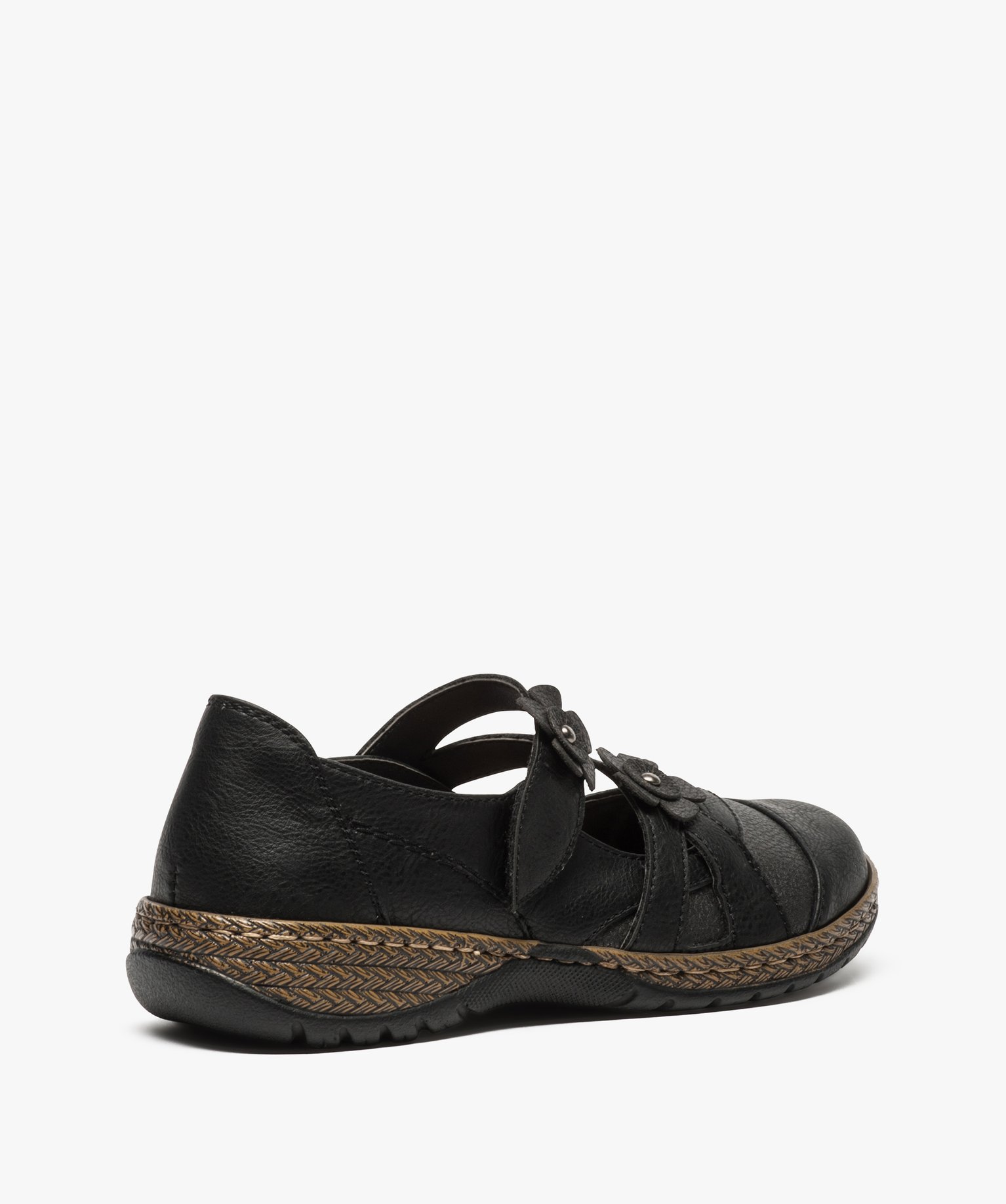 Babies femme confort avec brides scratch à fleur noir | GEMO