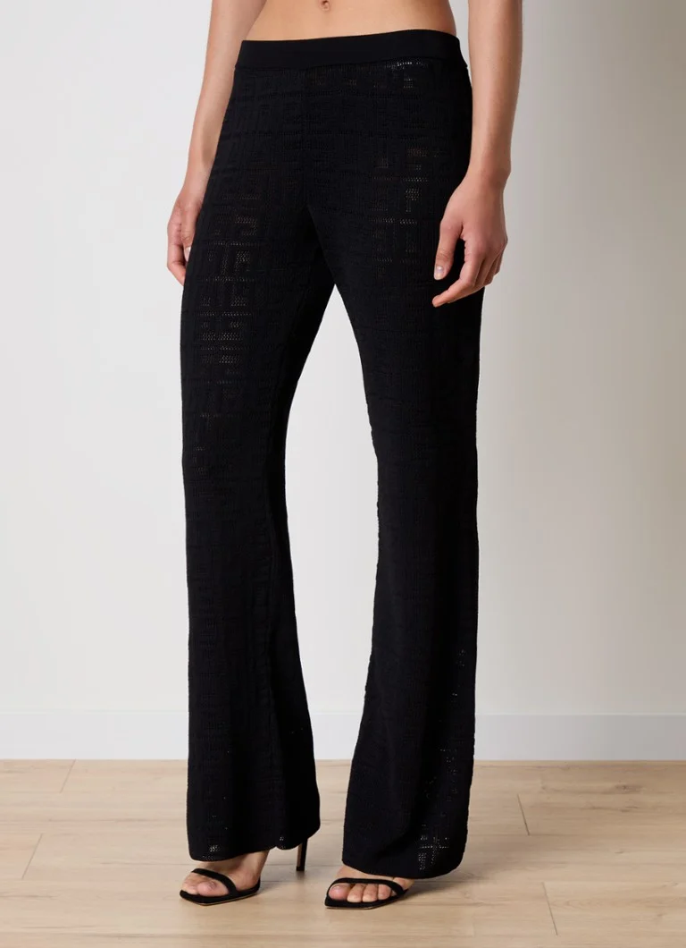 Παντελόνι Givenchy μεσαίας μέσης, ανοιχτό, φαρδύ μπατζάκι από λεπτό πλεκτό.