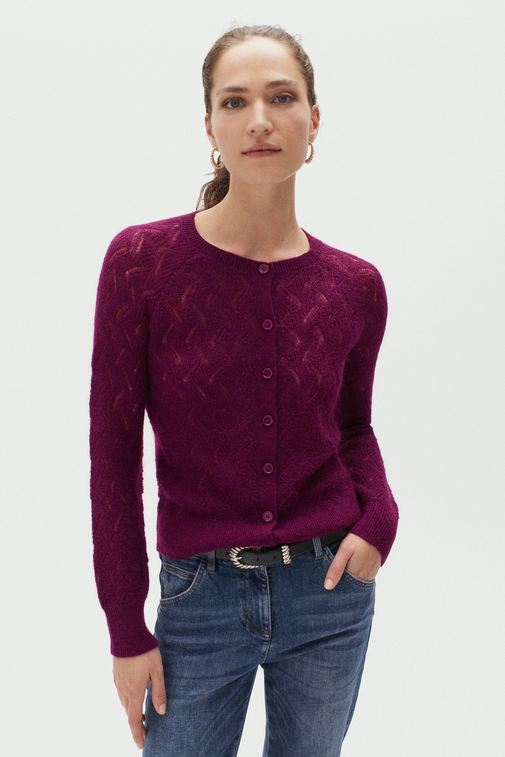 gilet micha prune femme