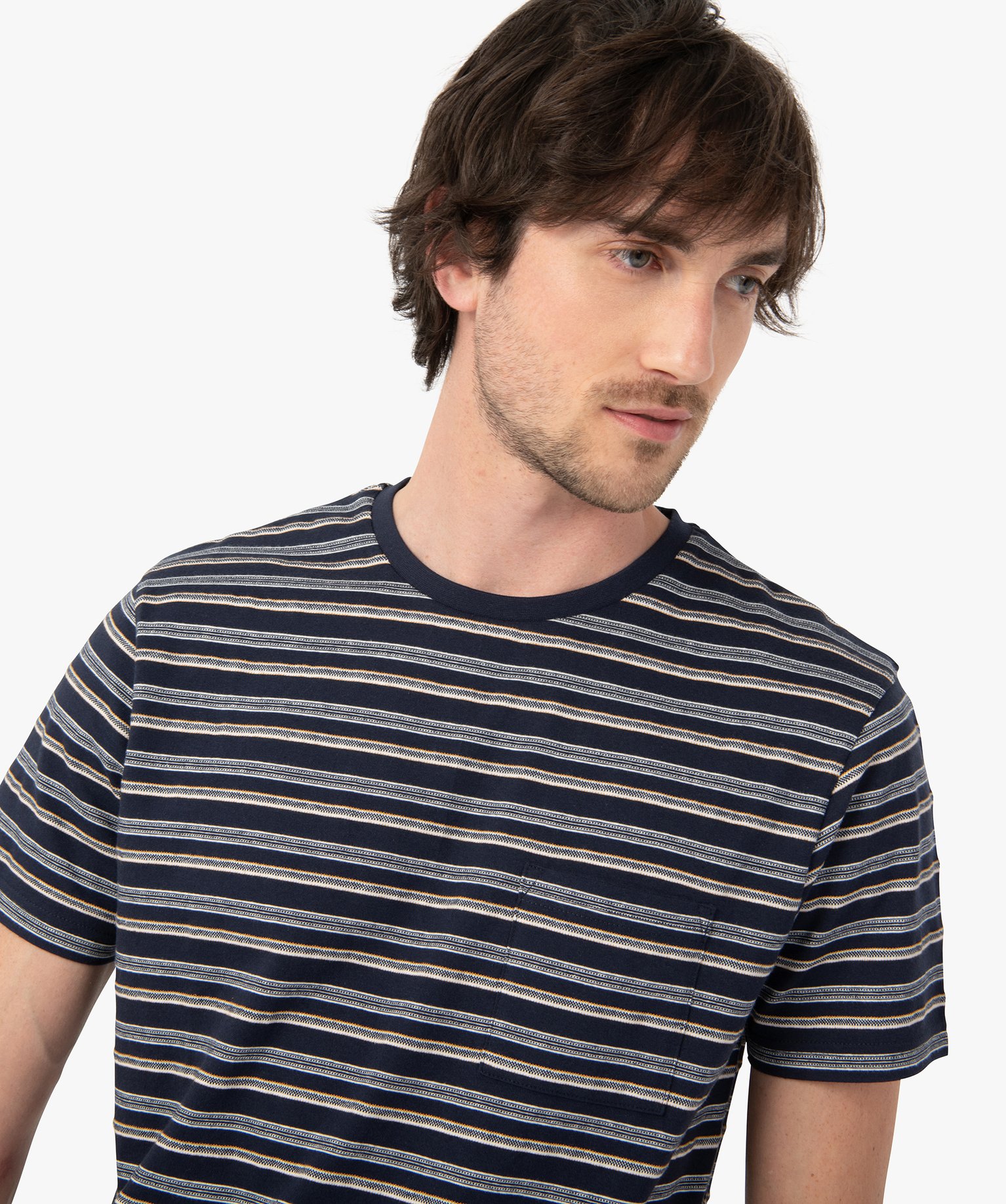 Tee-shirt homme à manches courtes et rayures multicolores raye | GEMO