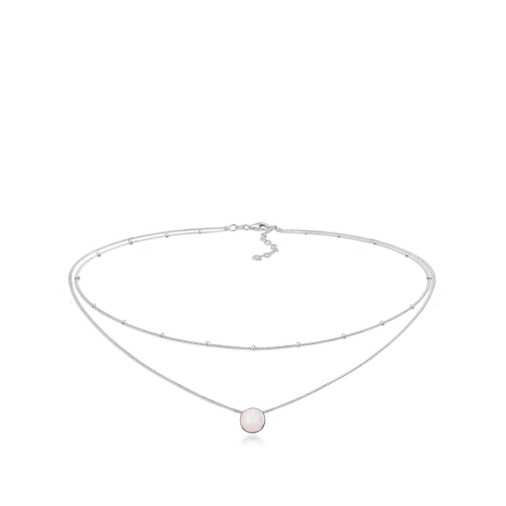 Elli Elli Collier Femmes Choker Boule Couches Tendance avec Opale Synthétique en Argen collier