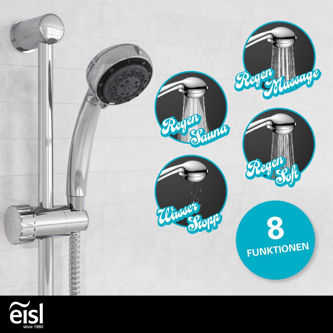 Eisl VITAL Stangenbrauseset, Chrom