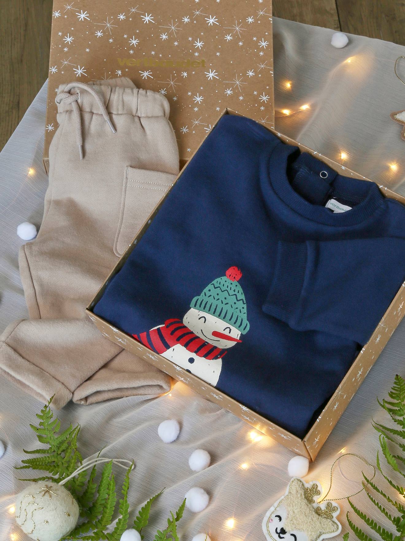 Vertbaudet Baby Weihnachts-Geschenkset: Sweatshirt & Baggyhose - marine