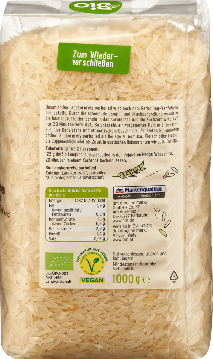 Langkornreis Parboiled, 1 kg