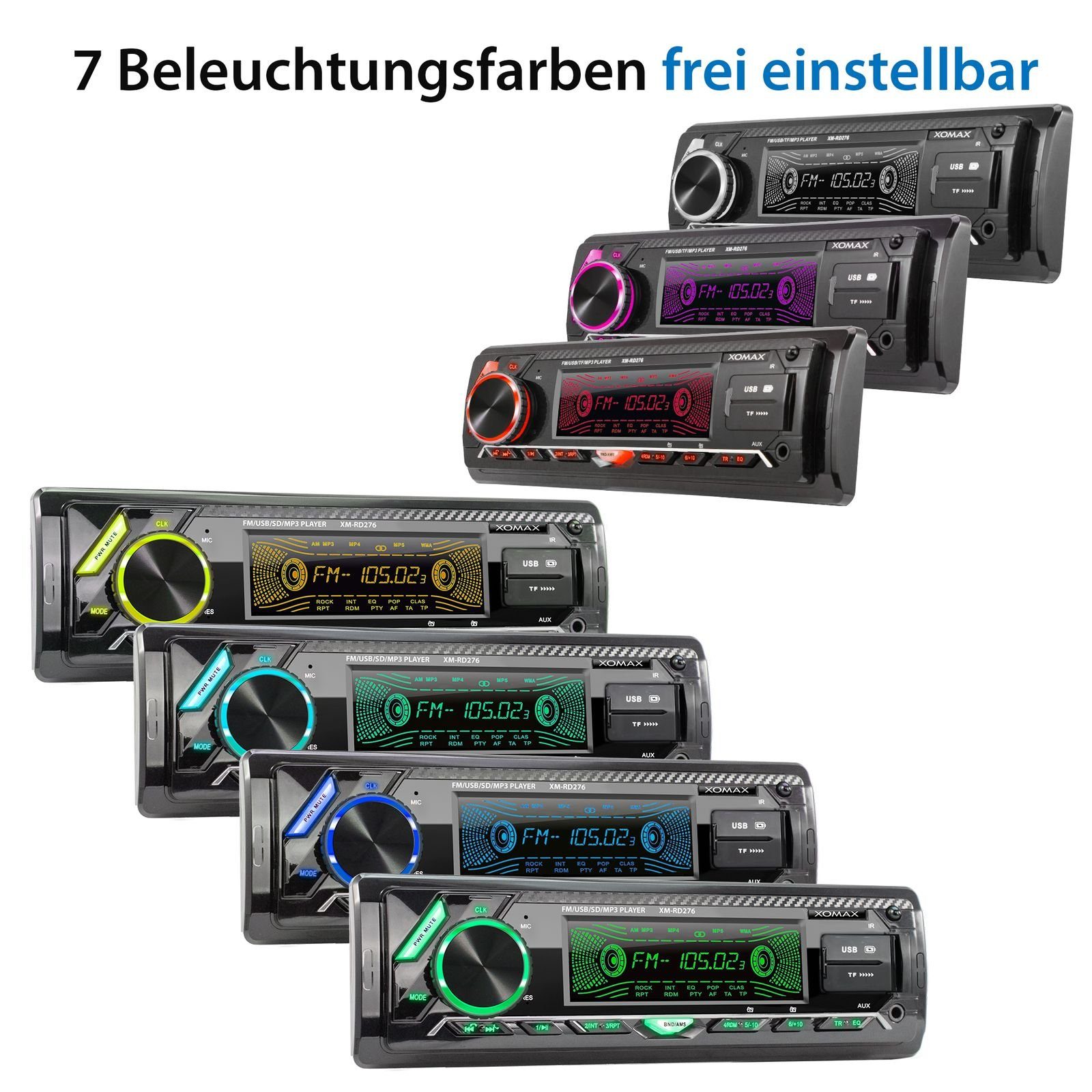 XOMAX XM-RD276 Autoradio mit DAB+ plus, Bluetooth, 2x USB, SD, AUX, 1 DIN Autoradio