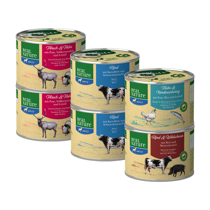 REAL NATURE Hundenassfutter REAL NATURE Adult Mixpaket 6x200g Mixpaket 1