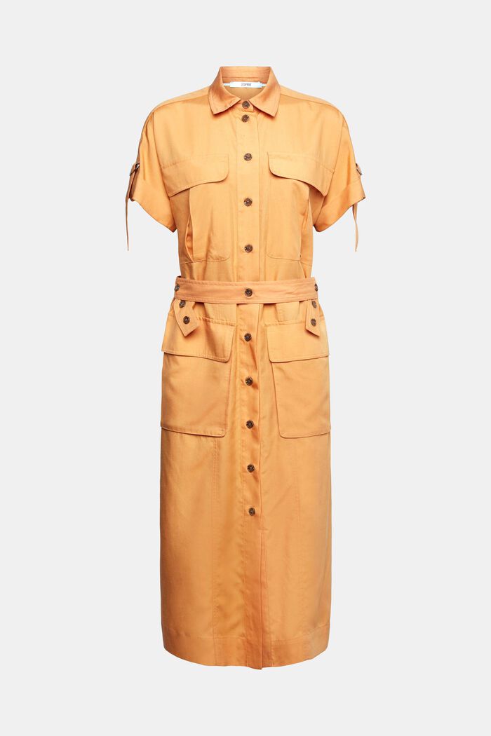 Mit Leinen: Hemdblusenkleid mit Gürtel