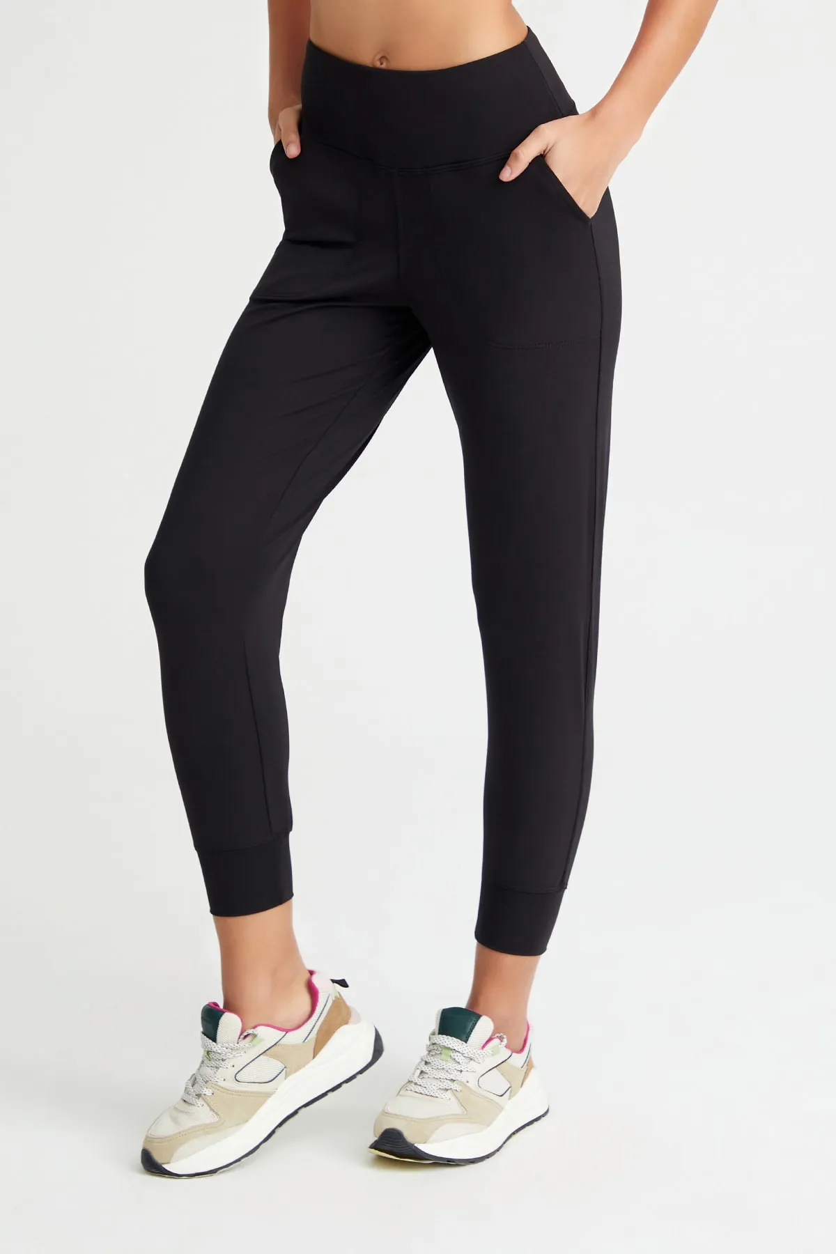 LOS OJOS  Schwarze Jogginghose mit hoher Taille für Damen