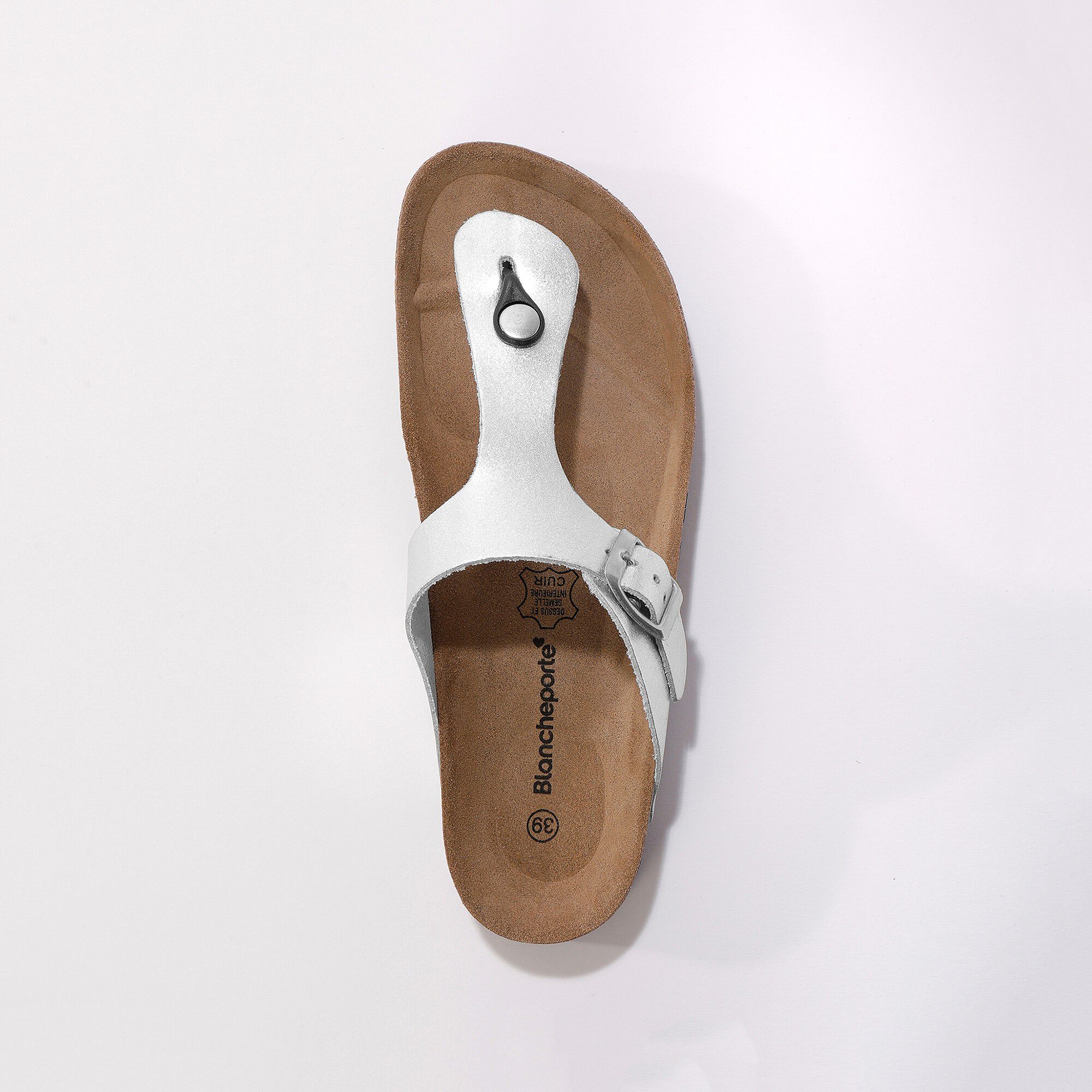 Sandales entredoigts cuir à boucle réglable