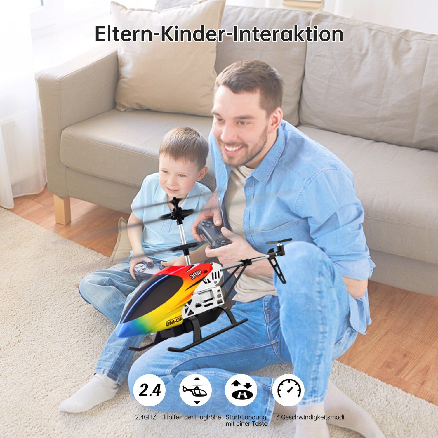 4DRC M5 ferngesteuerter Hubschrauber mit Gyro. Spielzeug-Drohne (2,4 GHz Flugspielzeug mit 3,5 Kanälen, LED-Licht)