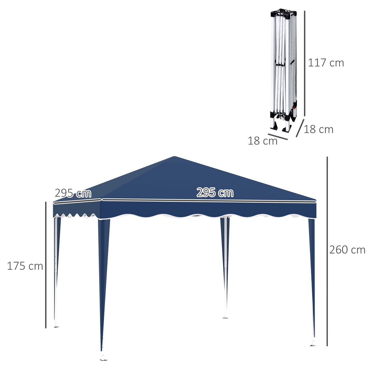 Outsunny Faltpavillon Pavillon 3 x 3 m Gartenpavillon faltbar Partyzelt höhenverstellbar Gartenzelt mit Transporttasche UV-Schutz Stahl Oxford Blau