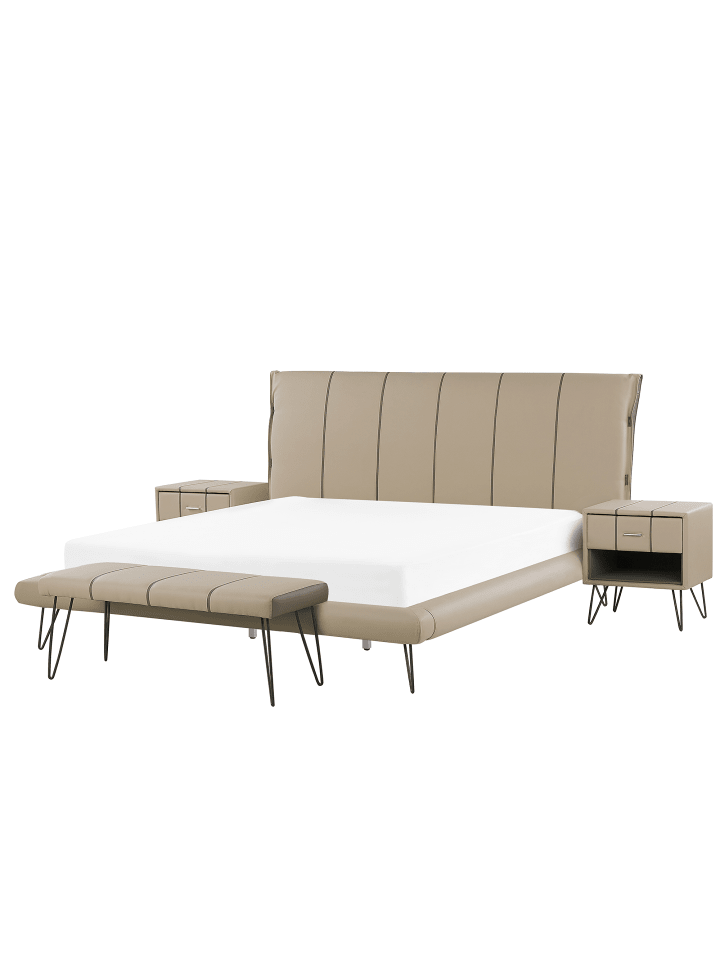 Beliani 4-tlg Schlafzimmer Set BETIN in Beige günstig kaufen onesize