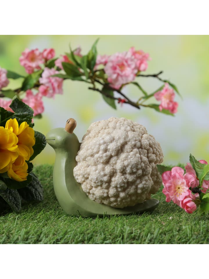 MARELIDA Dekofigur Schnecke Blumenkohl Gartendeko für Beet Garten H: 11cm in grün günstig kaufen onesize