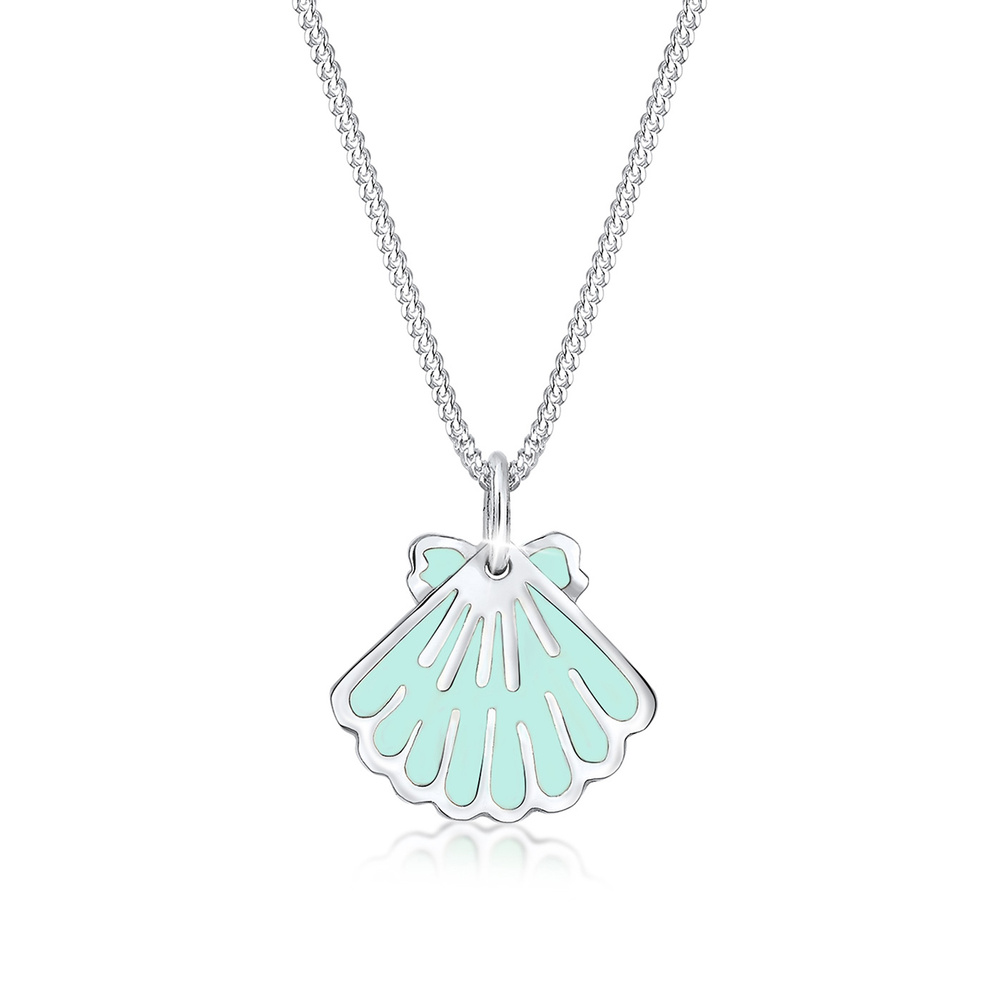 Elli Elli Collier Femme Pendentif Coquillage Maritime Mer Émail - (925/1000) Argent collier