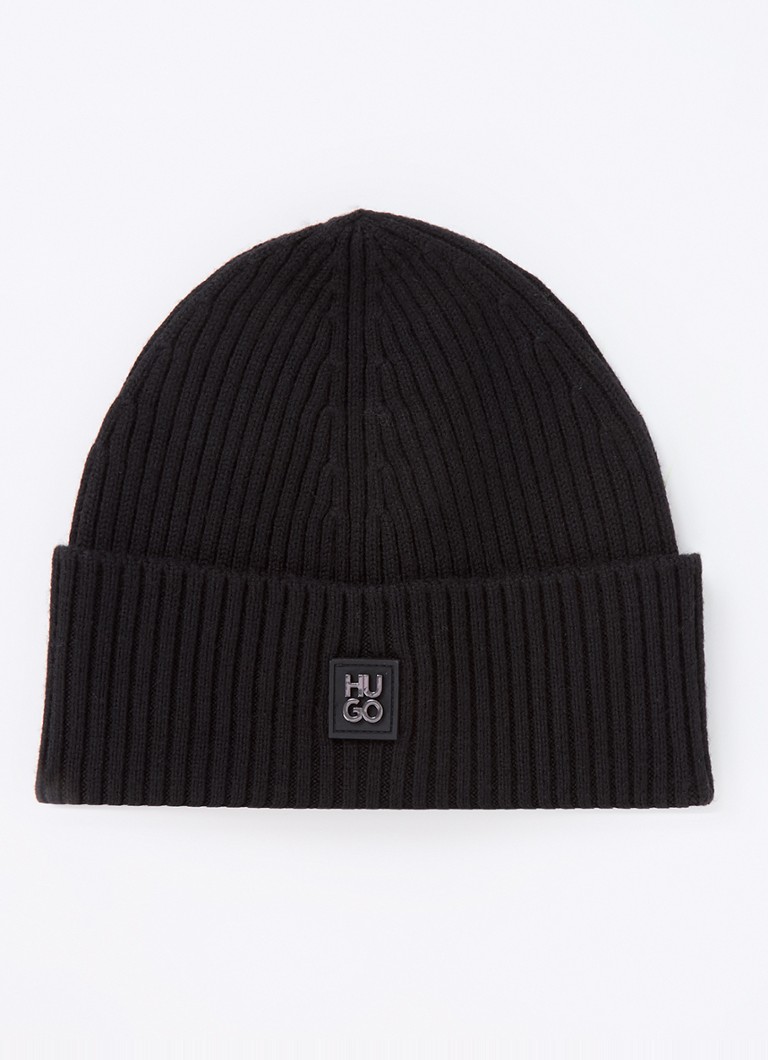 HUGO BOSS Rib-knit hat made of virgin wool