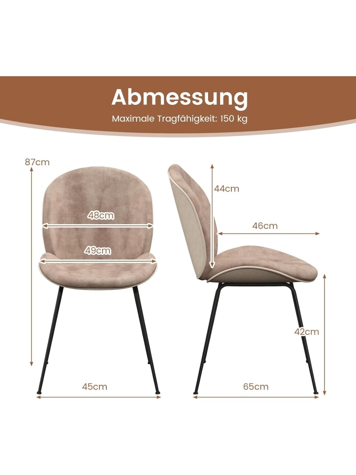 COSTWAY 2er Set Esszimmerstühle in Hellbraun günstig kaufen onesize