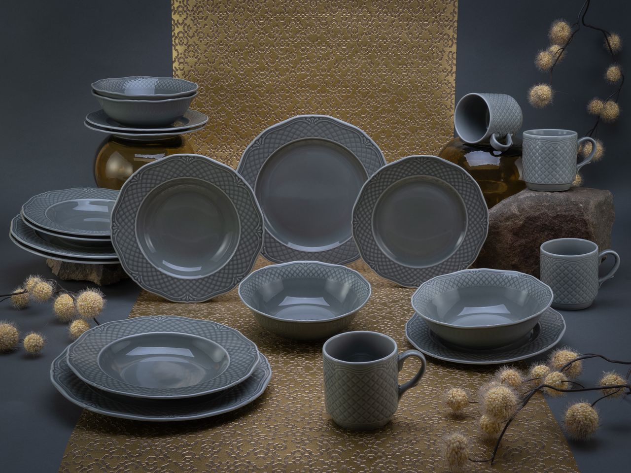 CreaTable Arianne grau Kombiservice 20-tlg