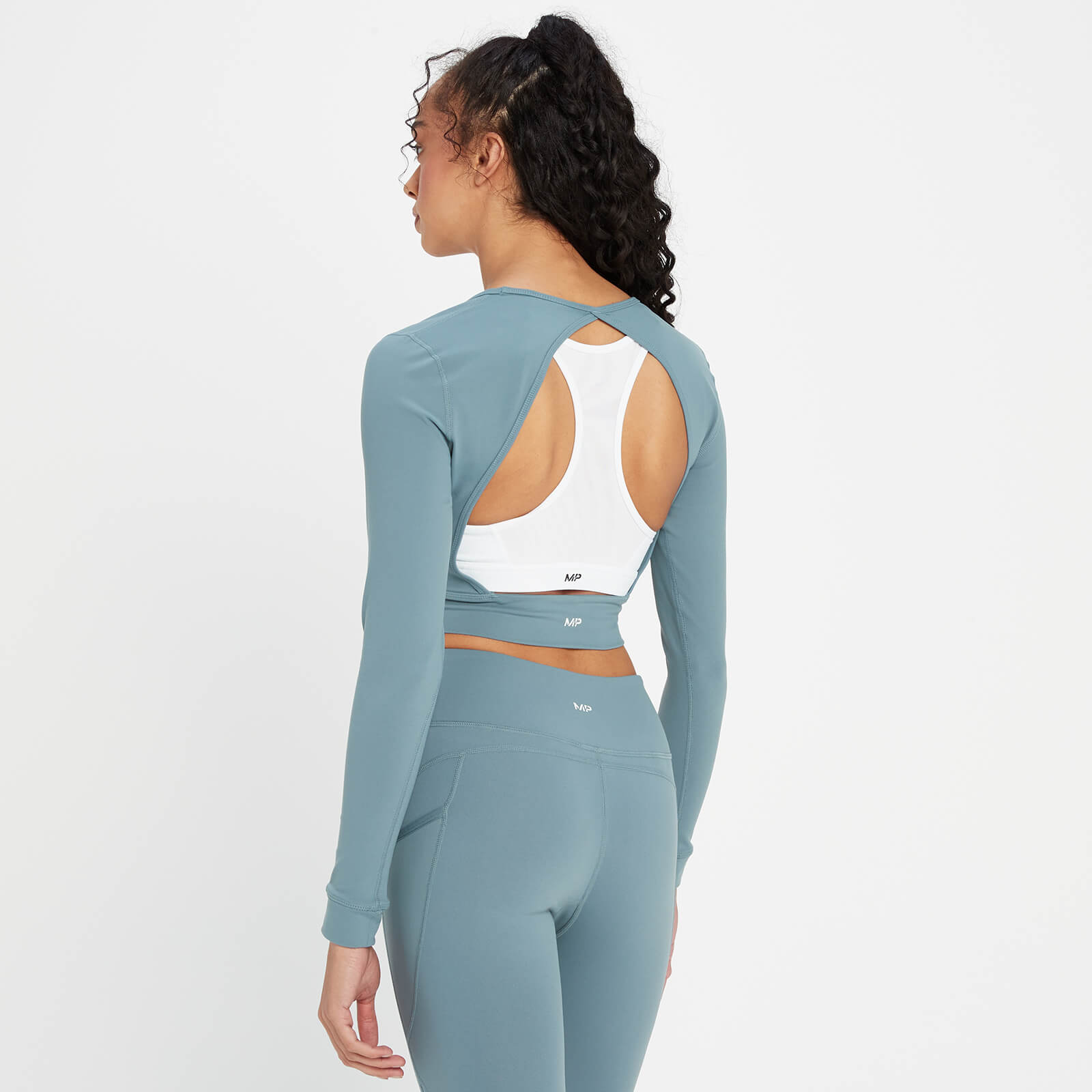 Crop top à dos ouvert MP Power pour femmes – Bleu galet