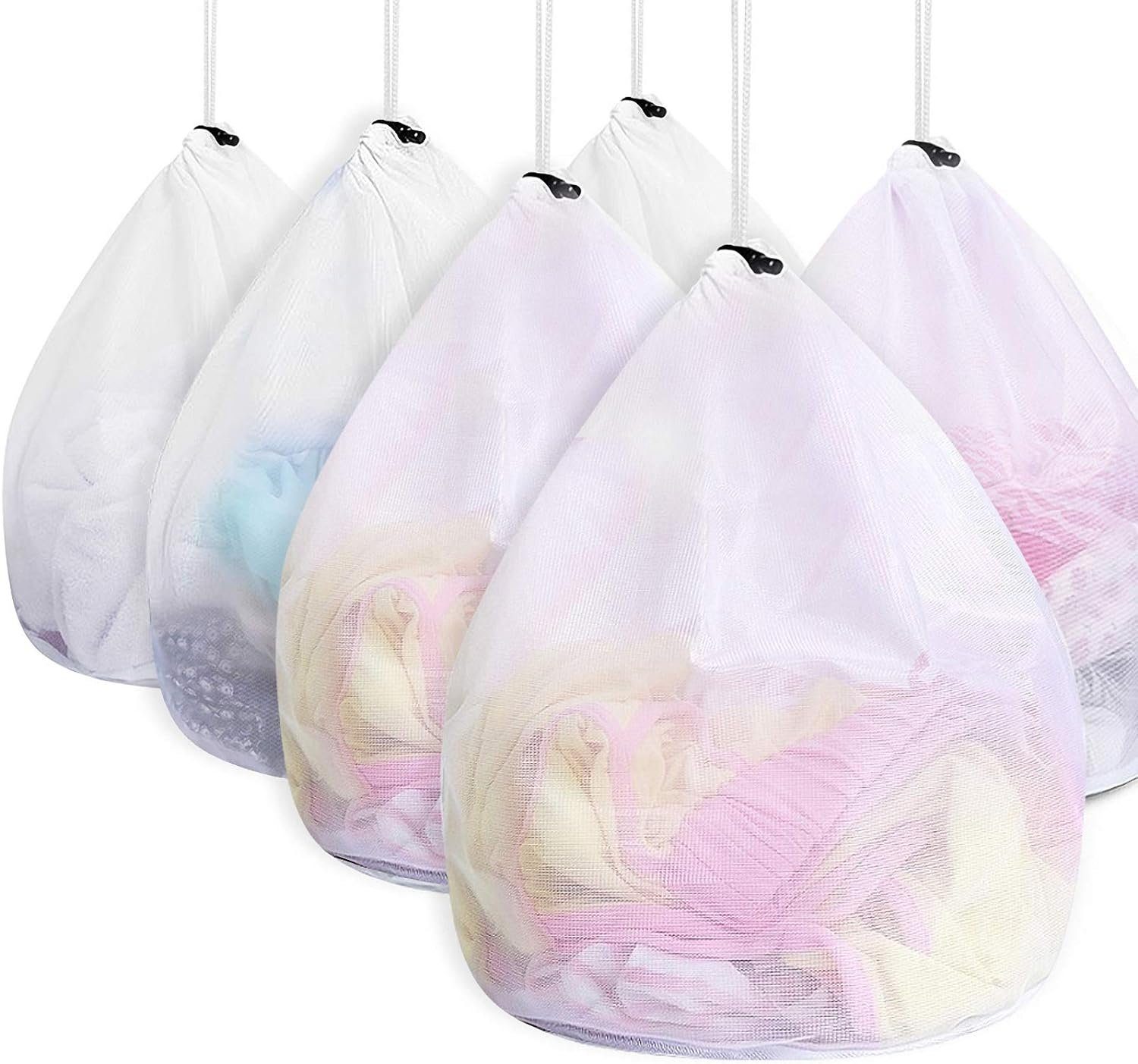 ASLENY Wäschenetz 6 Stück Wäschesack mit Kordelzug für waschmaschine,(6-St., Wäschesack für Babywäsche, Unterwäsche), iederverwendbare große Netzbeutel für die Wäsche, Waschnetz