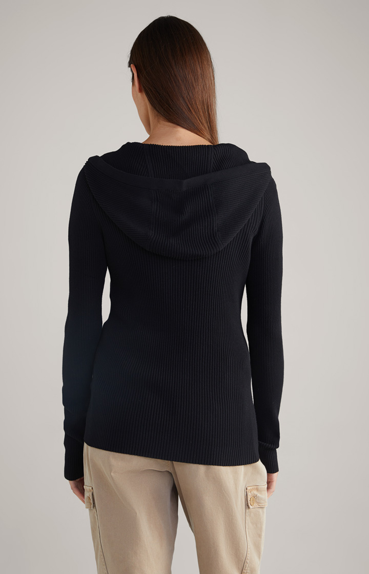 Rippstrick-Jacke in Schwarz