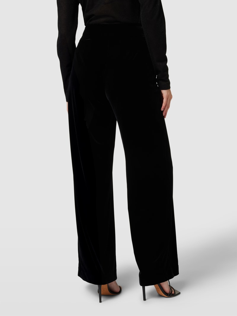 Samthose mit französischen Eingrifftaschen in schwarz