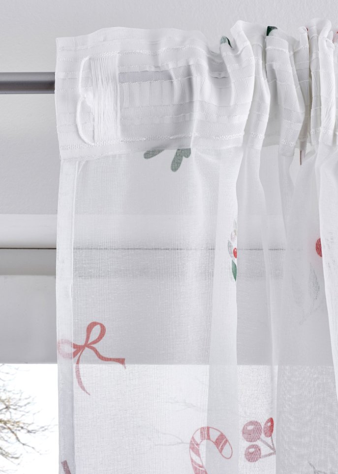 Gardine mit weihnachtlichem Druck (1er Pack)