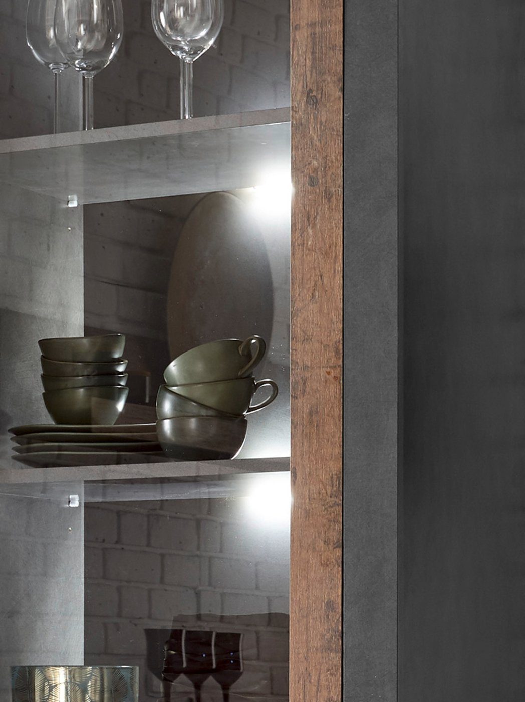 Furn.Design Wohnwand Ward, (Schrankwand in Used-Wood-Design, 3-teilig, ca. 260 x 201 cm), mit viel Stauraum