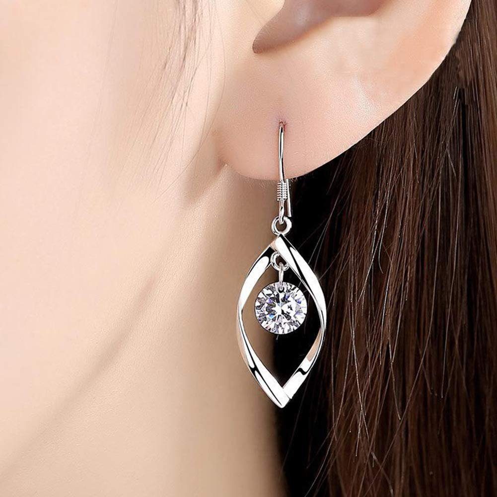POCHUMIDUU Paar Ohrhänger Ohrhaken in Tropfenform mit weißem Diamant-Zirkonia (2-tlg), Geeignet für Bälle, Partys, Jubiläen, Feste usw.