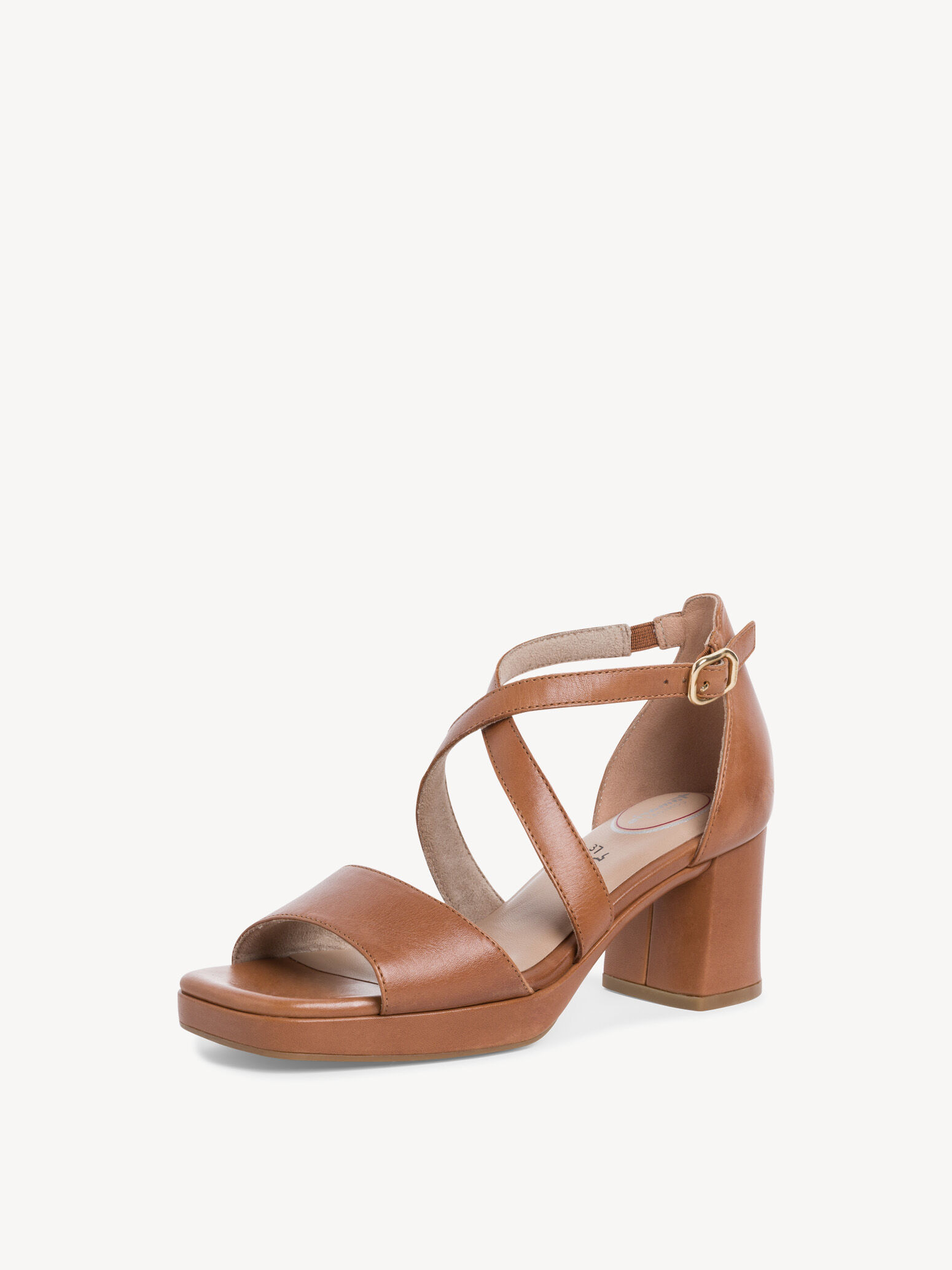 Sandale à talon en cuir - marron
