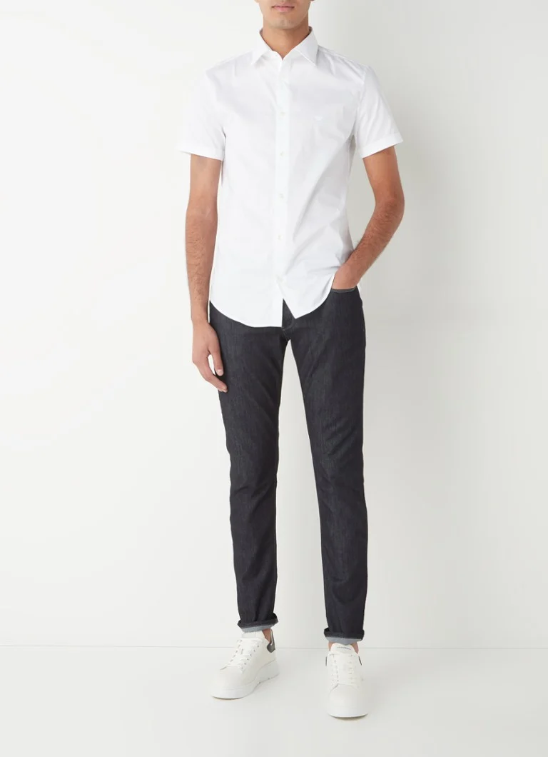 Camicia slim fit a maniche corte elasticizzata di Emporio Armani