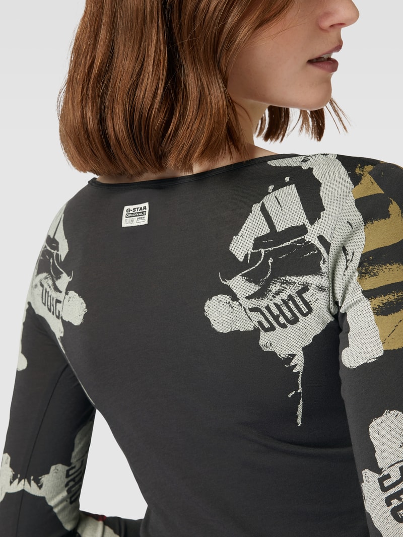 Cropped Longsleeve mit Wellensaum Modell 'Lookbook' in anthrazit