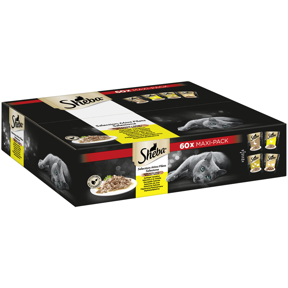 Sheba Portionsbeutel Multipack Selection Mini Filets in Sauce Geflügel Variation 60 x 85g