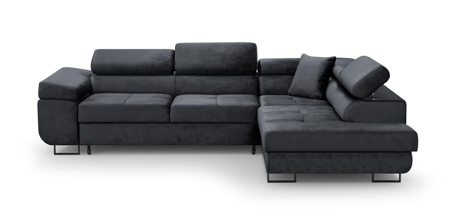 Beautysofa Ecksofa Waldo L, inklusive Schlaffunktion, Bettkasten, mit verstellbaren Kopfstützen, L-förmige Ecke mit Wellenfedern, gepolstertes Schlafecke für Wohnzimmer
