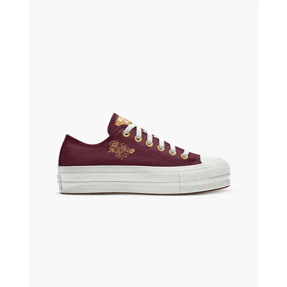 Converse Custom Chuck Taylor All Star Lift Platform Embroidery By You A03767CHO23_DEEPBORDEAUX_FLORAL_G / rot