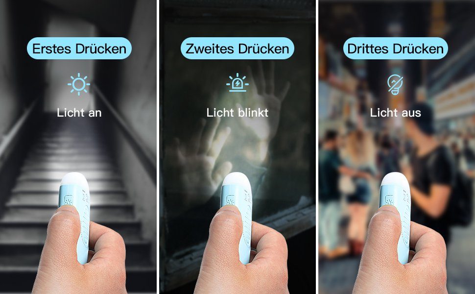 Inateck 3er-Pack 130 DB Persönlicher Alarm Taschenalarm Alarmanlage