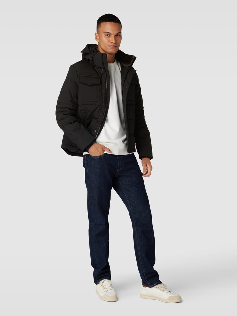 Jacke mit Kapuze Modell 'ROCKIE' in schwarz