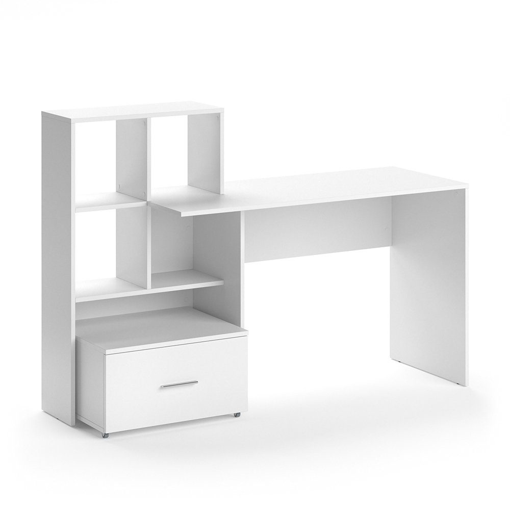 Vicco Schreibtisch Computertisch Bürotisch Regal Schublade Arbeitstisch LORIS Weiß