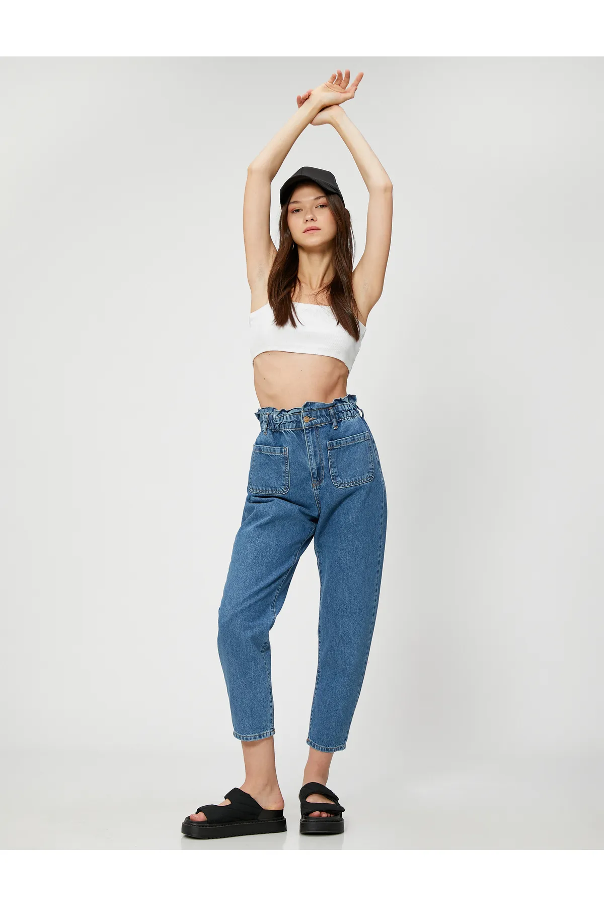 Koton  Jeans mit elastischem Bund, hohe Taille – Baggy-Jeans