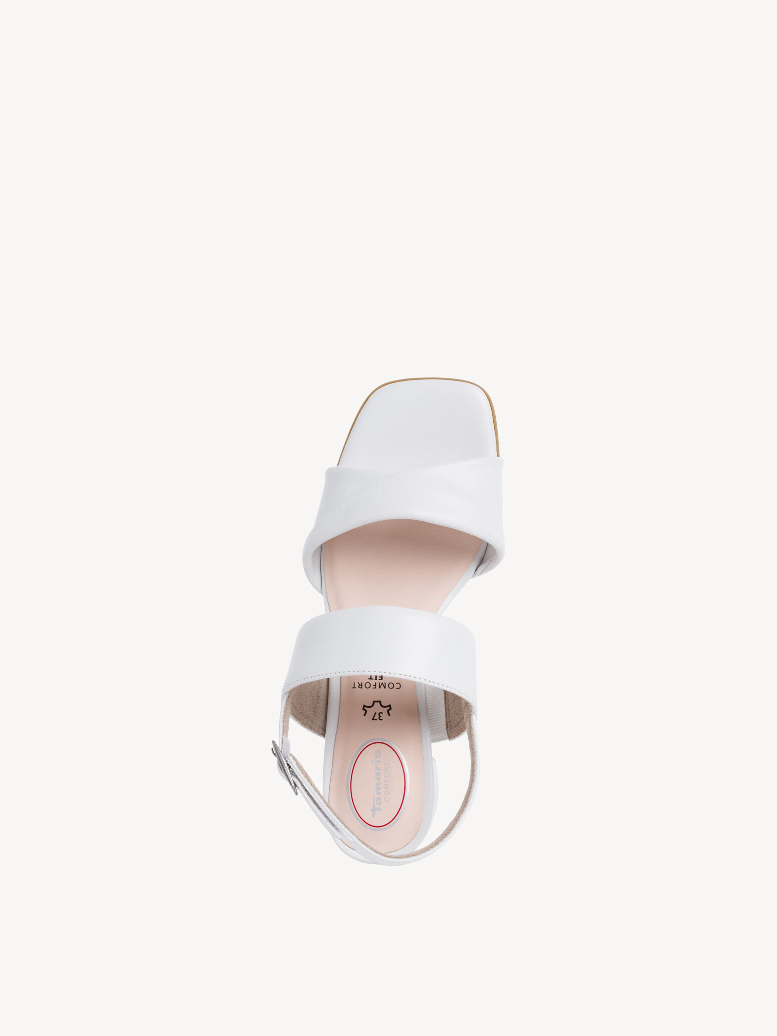 Sandale à talon en cuir - blanc