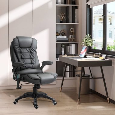HOMCOM Schreibtischstuhl Massagesessel (1 St), 9-Massagesessel Bürostuhl Drehstuhl mit Wärmefunktion Bürosessel