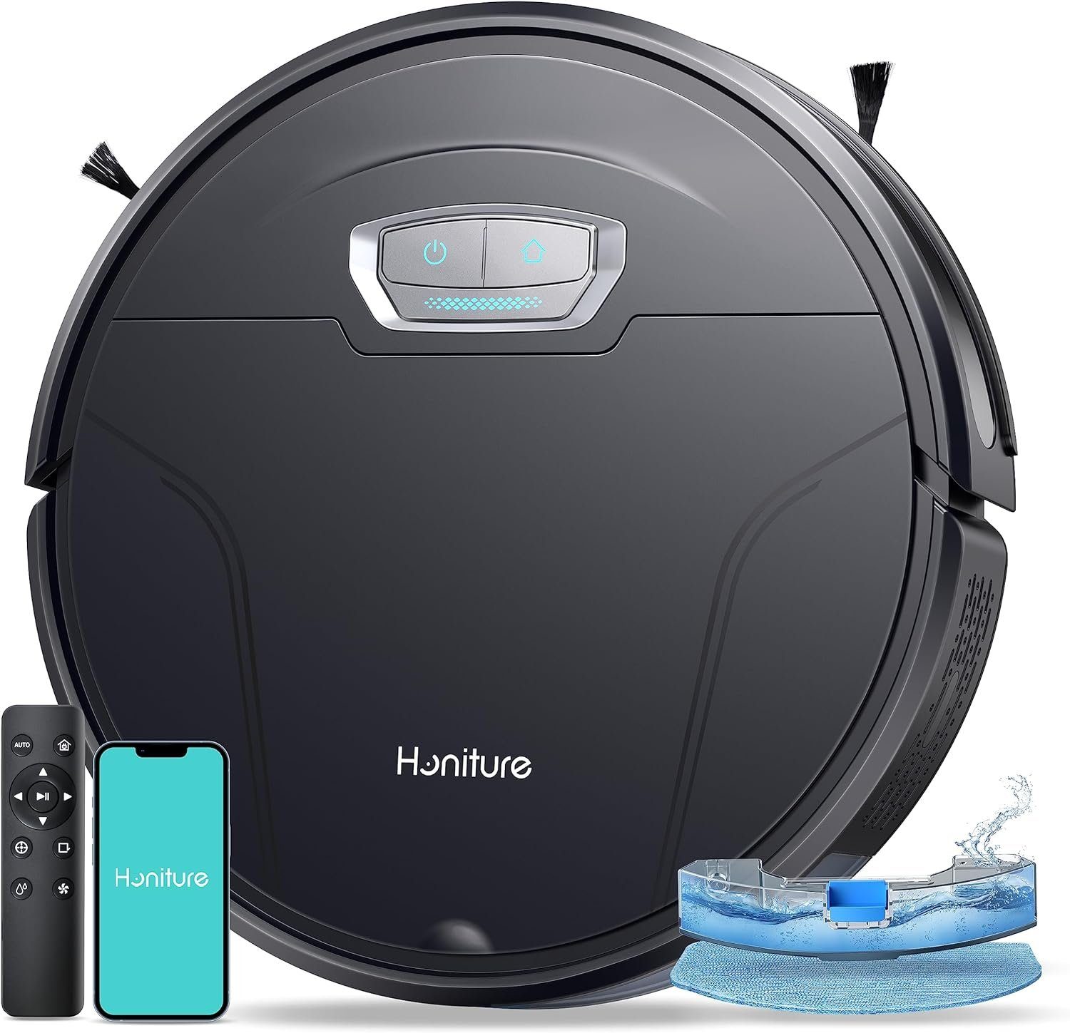 Honiture Saugroboter, Saugroboter mit Wischfunktion,G20 Pro Staubsauger Roboter mit 4500Pa Starke Saugkraft,7,6 cm Roboterstaubsauger mit APP Steuerung 180 Min Laufzeit