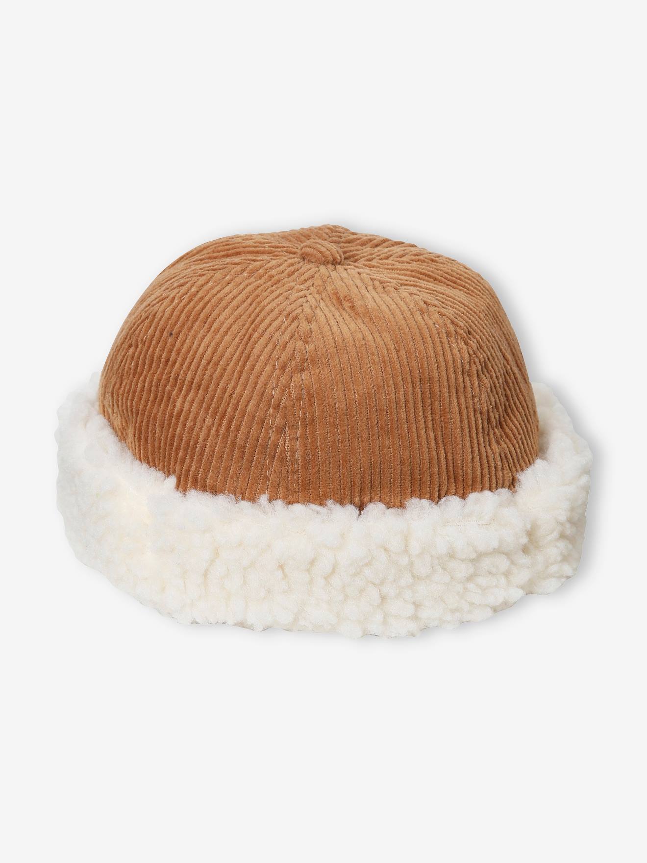 Vertbaudet Jungen Mütze, Cord/Teddyfleece - pack braun