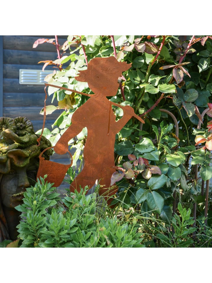 UNUS Gartenstecker Rost Junge mit Angel in Braun günstig kaufen