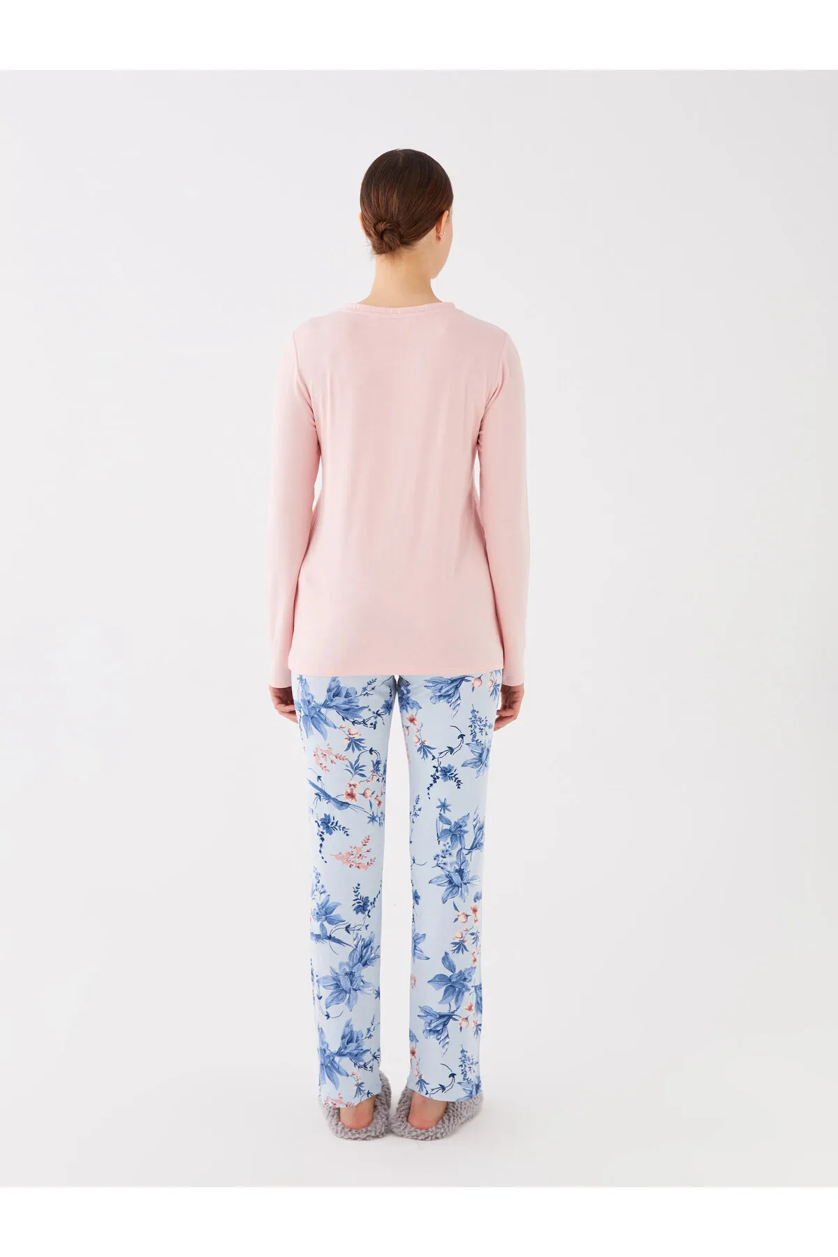 LC Waikiki  Damen-Pyjama-Set mit lockerem Kragen, einfarbig, langärmelig